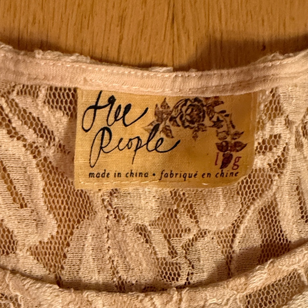 Free People NWT Alabaster Lace Mini Dress size large - Picture 2 of 7